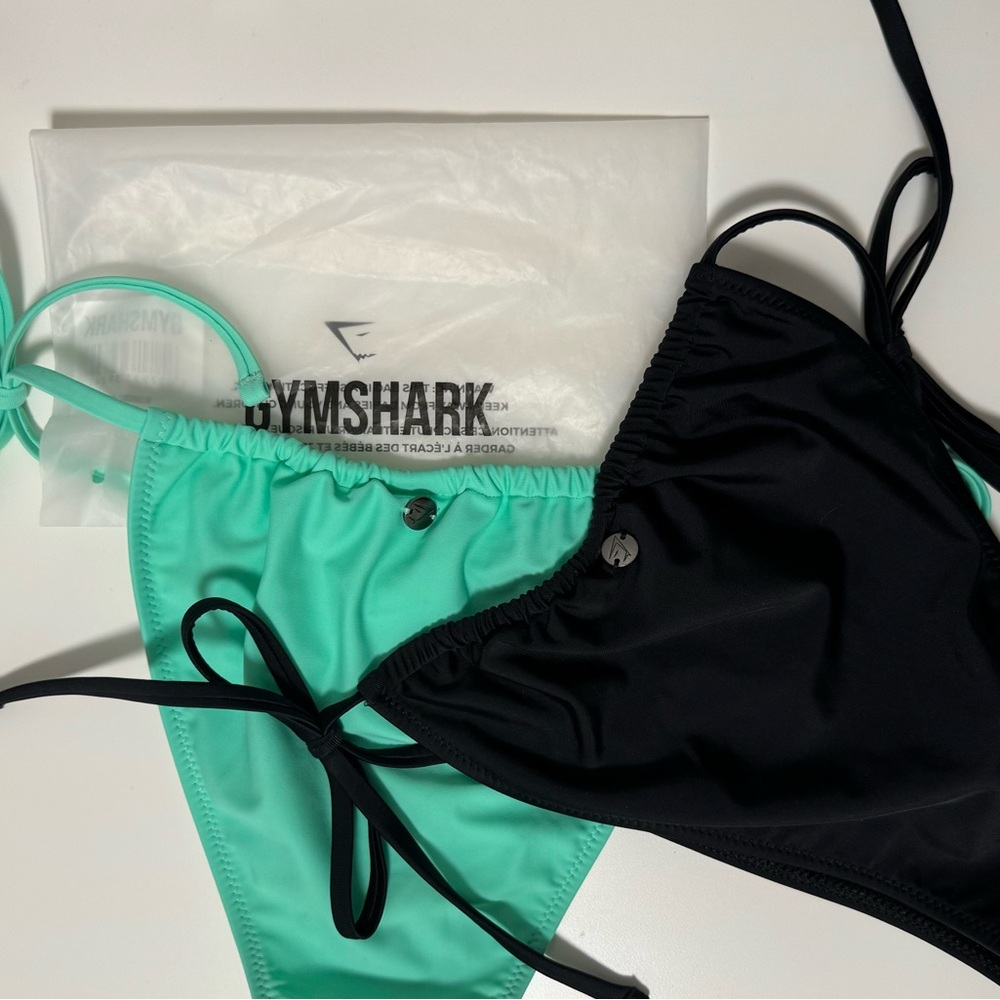 GYMSHARK OUT OF STOCK BIKINI BOTTOM SET | S | BLACK & MINTY GREEN